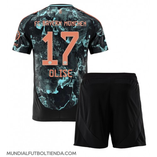 Camiseta Bayern Munich Michael Olise #17 Segunda Equipación Replica 2024-25 para niños mangas cortas (+ Pantalones cortos)